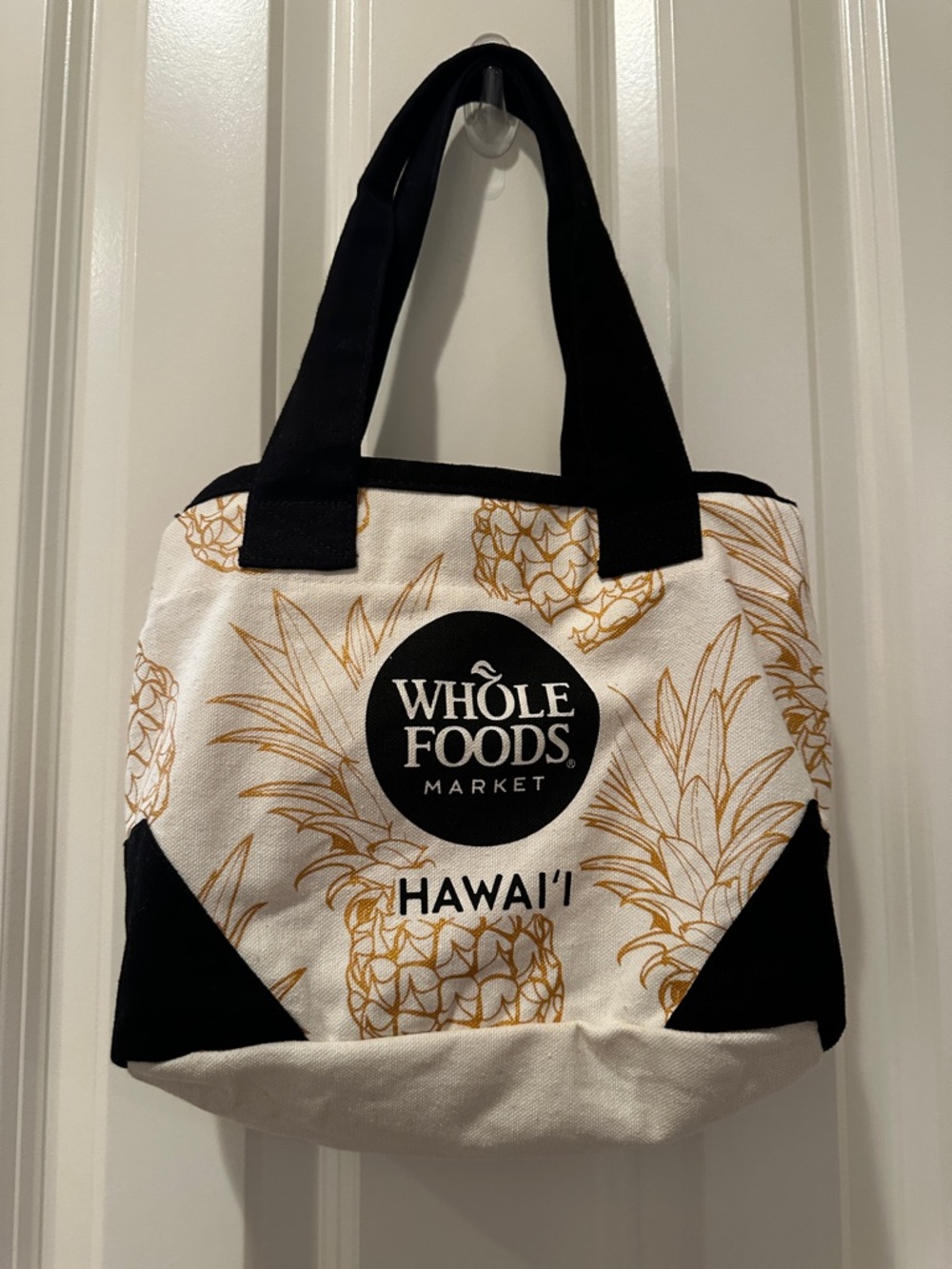Whole Foods Market Hawai'i Pineapple Print Mini Tote Bag - Cream & Black
